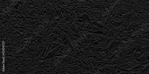 Abstract grainy and stained black crumpled wrapping paper, grunge dark paper texture, Black or dark ink leather texture background, Empty and old black grunge texture, Black cracked vector backdrop.