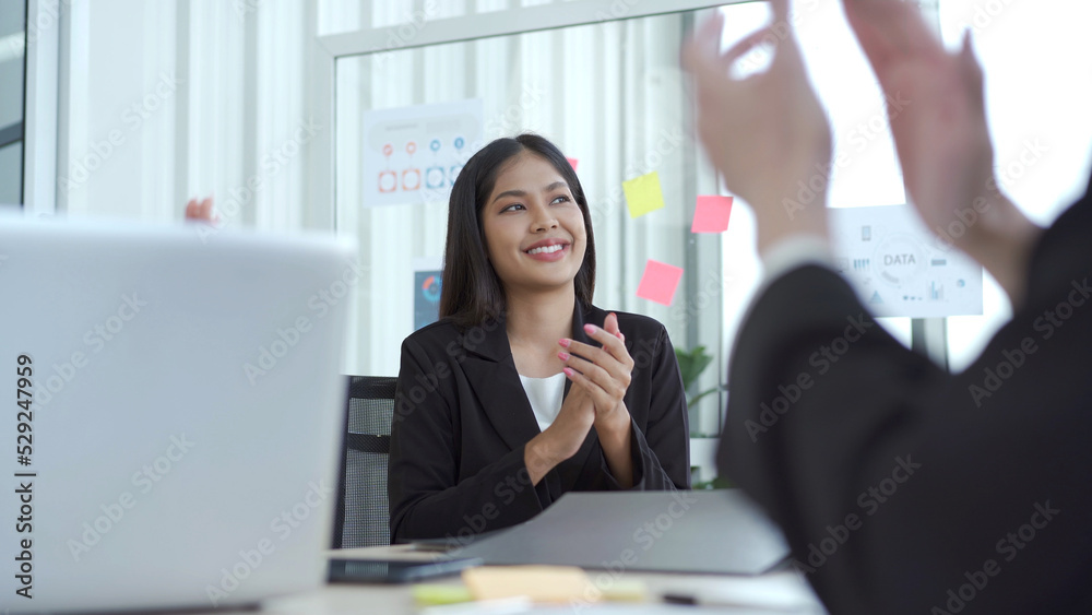 Asian senior businessman presenting an annual or fiscal year business plan meeting together. Asian senior businessman presenting an annual or fiscal year business plan meeting together.