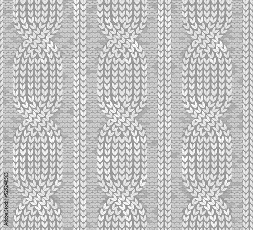 Knitting texture of braids seamless pattern. Vector illustration.