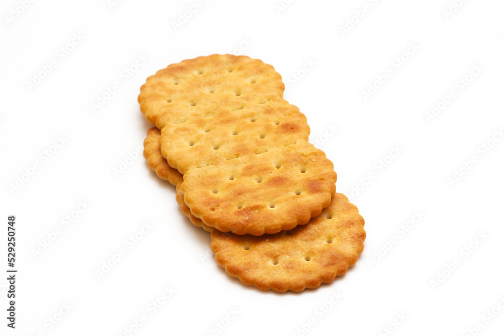 Oval crackers on a white background. Close-up Oval crackers on a white background. Close-up
