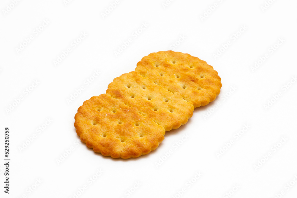 Oval crackers on a white background. Close-up Oval crackers on a white background. Close-up