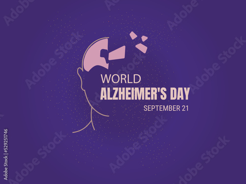 World Alzheimer's Day with head profile and shapes symbolizing escaping memories