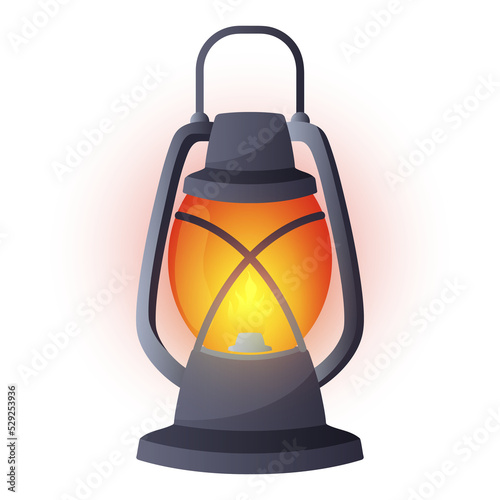 Fototapeta Naklejka Na Ścianę i Meble -  Cute Camping lantern cartoon illustration, camping or picnic equipment element or icon design
