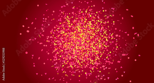 Multicolored pattern with geometric elements. Colorful background with confetti. Holiday texture from glitters. Luxury colored frame. Print for banner, flyer, poster and textile. Greeting cards