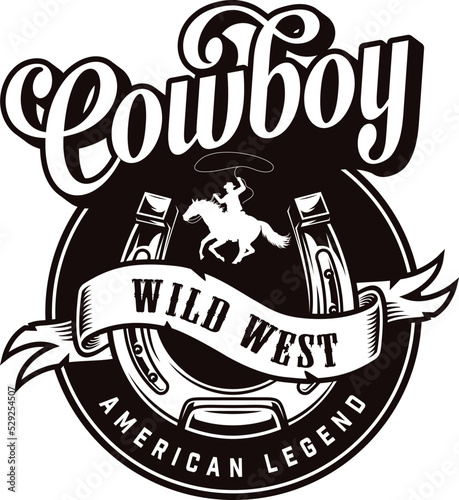 Design print for shirt. Country music typography, rodeo, cowboy. Western hand drawn tag. Cowboy hat