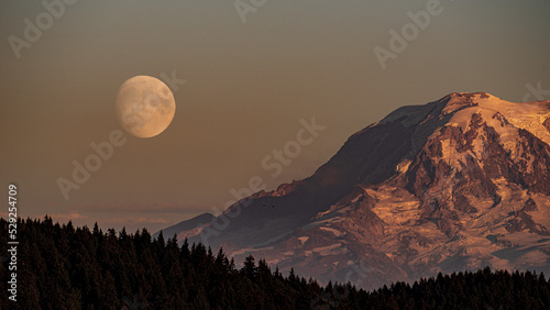 moonrise over Mt. Rainier photo