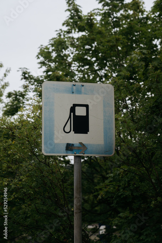 Blue Gas Station Sign in Germany