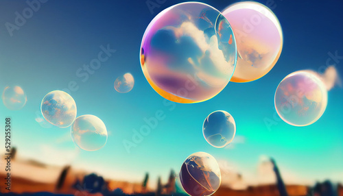soap bubbles on sky background