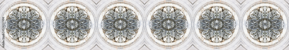 Old aged stone carved frame with floral and foliage shape - seamless pattern concept Old aged stone carved frame with floral and foliage shape - seamless pattern concept