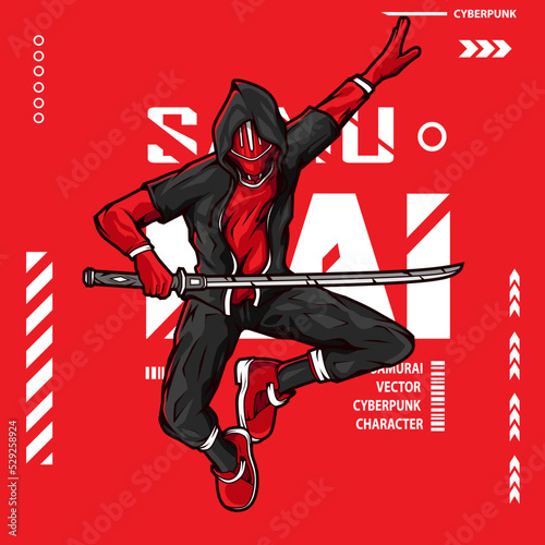 Photography Samurai hero cyberpunk fiction character vector