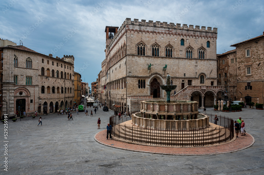 Perugia. Art of the palaces and churches of the medieval historic center.