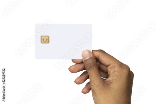 hand holding blank bank card - transparent PNG