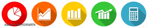 Set of colorful web flat design economy vector icons, business concept illustration