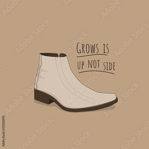 High leather shoe template design with cartoon illustration concept