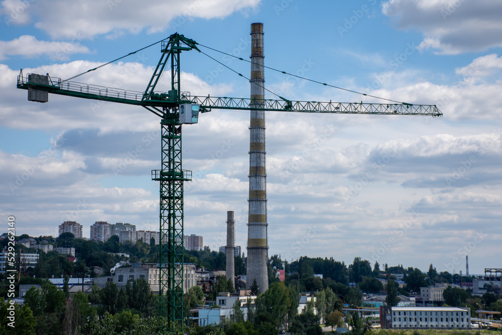 High tower crane, side view