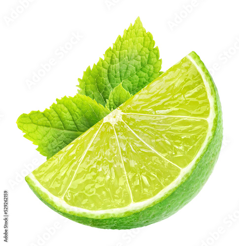 Wedge of lime fruit with with mint leaf cutout © ChaoticDesignStudio