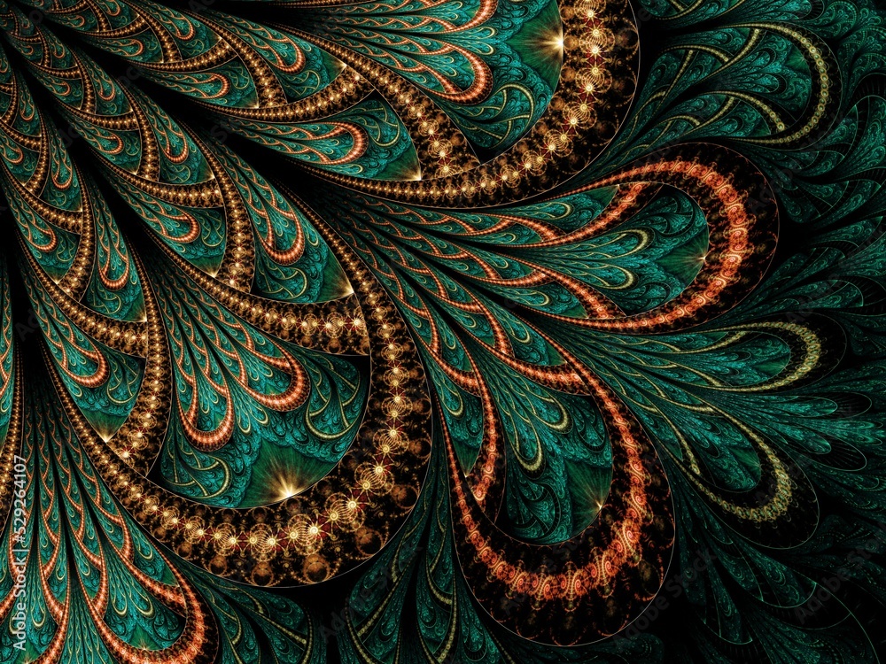 Symmetrical Gold Green fractal flower, digital artwork for creative graphic Symmetrical Gold Green fractal flower, digital artwork for creative graphic