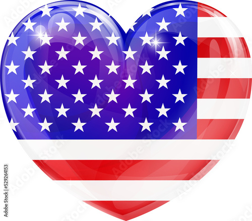 American flag love heart co...