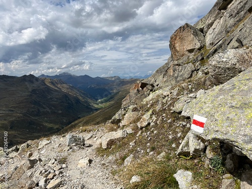 Hiking trails or mountaineering routes of the Silvretta Alps mountain range and in the Swiss Alps massif, Davos - Canton of Grisons, Switzerland (Kanton Graubünden, Schweiz)