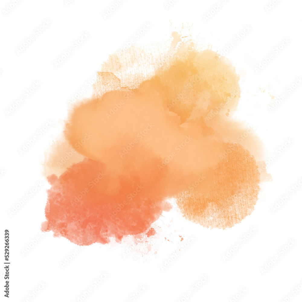 Soft orange marble Alcohol ink Splash. Isolated Watercolor element on a Transparent background	