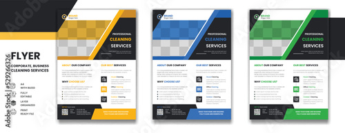 House cleaning and disinfection service corporate business A4 flyer design template