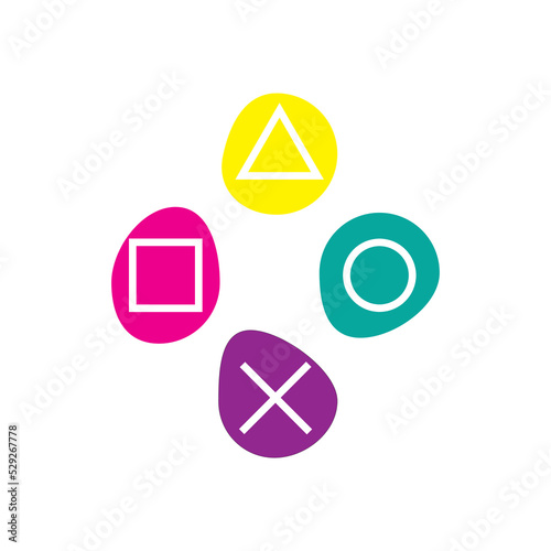 button model on playstation stick, vector logo icon