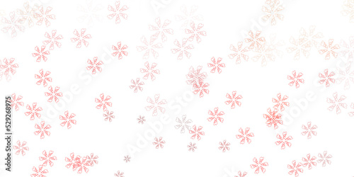 Light red, yellow vector abstract texture with leaves.