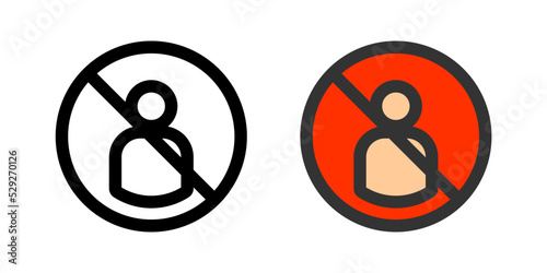 Blocked Contact Crossed Person Circle Sign Icon Vector Illustration Set