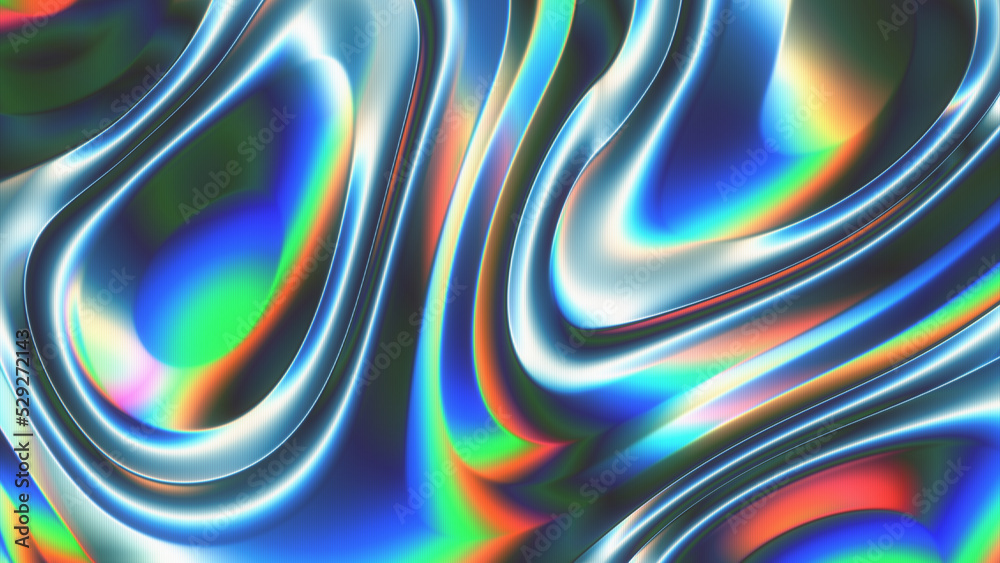 Closeup of Abstract Smooth Chromatic fluid waves with LED Texture