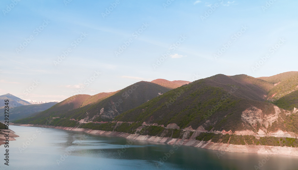 Zhinvali water reservoir, Georgian landscape