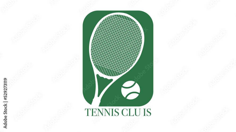 Tennis club logo with racket symbol ,isolated on white background , Illustrations for use in online events , Illustration Vector  EPS 10