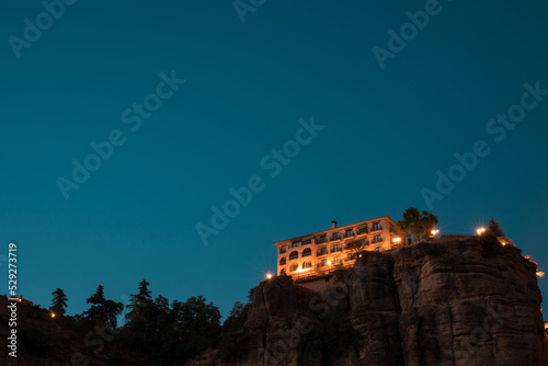Photograph of the tourist parador of Ronda at dusk (Ronda, Andalusia, Spain)