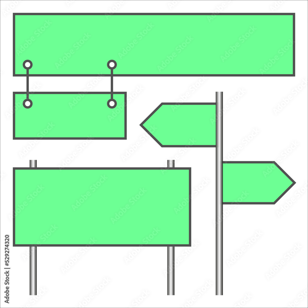 Set of road signs mock up. Traffic signs on white background Set of road signs mock up. Traffic signs on white background