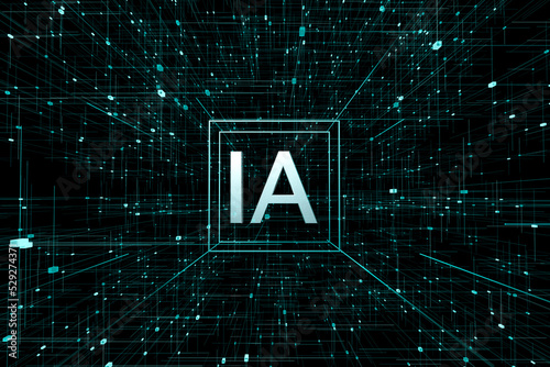 Fényképezés FONDO DE TECNOLOGIA ICONO LOGO IA INTELIGENCIA ARTIFICILAL CON RED ESPACIAL TECN