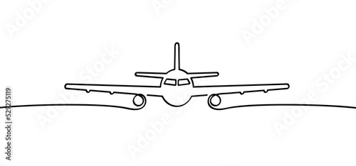 Soaring air plane line path. Take Off airplane, flight route with start point. Vector aircraft sign. Location pointer. Tracking, vacation, holliday. Travel pointer navigation. Tourism. Route Concept.