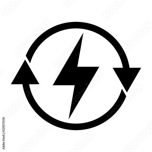 Renewable energy icon, ecology recycle electric power flat icon on white background.