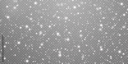 Christmas background. Powder dust light white PNG. Magic shining white dust. Fine, shiny dust particles fall off slightly. Fantastic shimmer effect. 