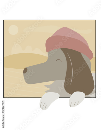 landscape with dog vector illustration background