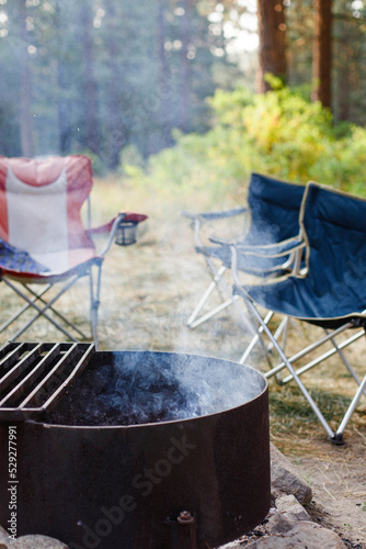 Smoke emitting from fire pit at Grover Hot Springs State Park photo