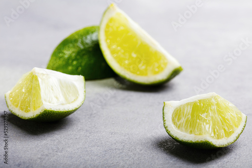 Close-up of lime on table photo