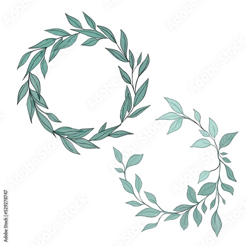 Hand drawn floral frames with flowers, branch and leaves. Elegant logo templa...