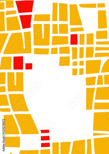 City map, road plan. Abstract illustration with various shapes and copy space.
