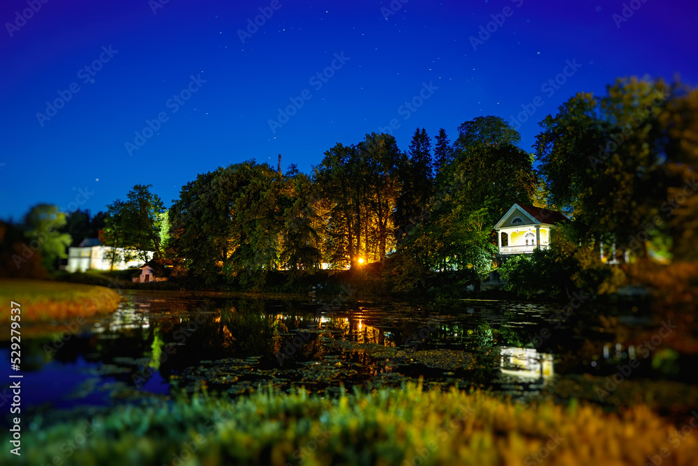 Houses by the lake in Vihula, Lahemaa park, Estonia.