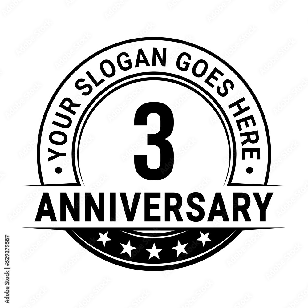 3 years anniversary logo design template. Vector illustration