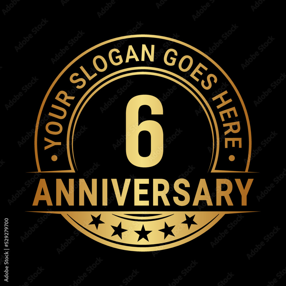 6 years anniversary logo design template. Vector illustration