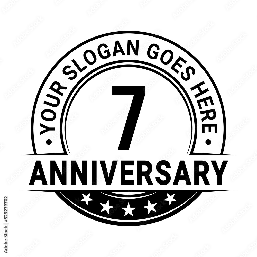 7 years anniversary logo design template. Vector illustration