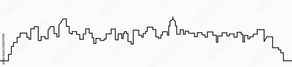 Modern City Skyline outline drawing on white background. Modern City Skyline outline drawing on white background.