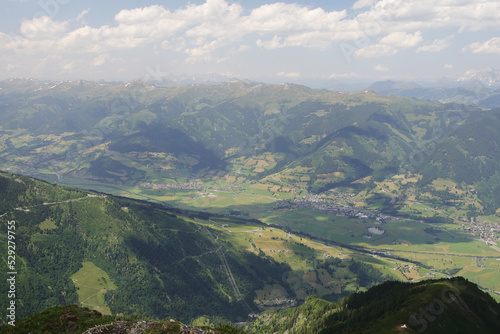 The view from Imbachhorn mountain to Zell am See valley, Austria © nastyakamysheva