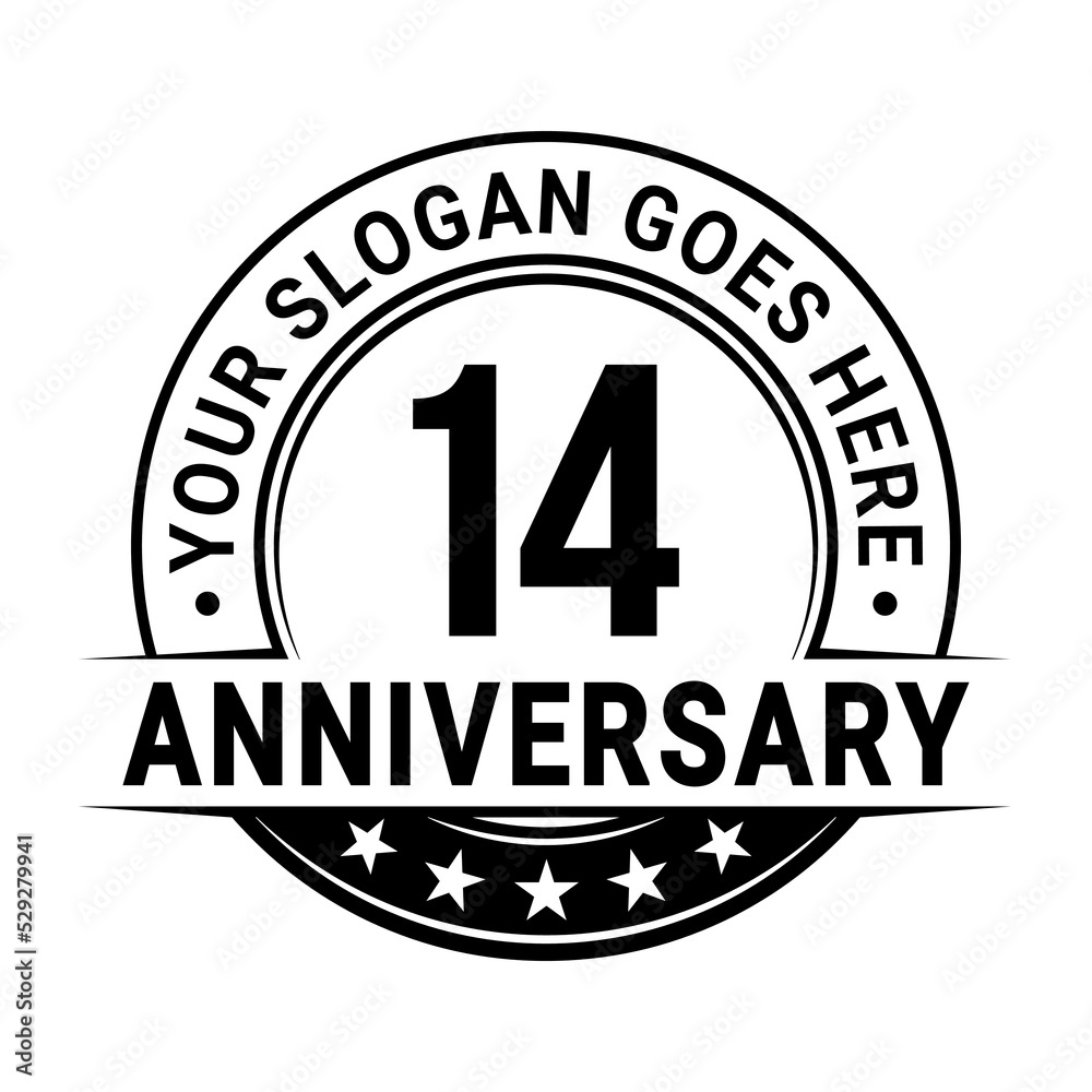14 years anniversary logo design template. Vector illustration