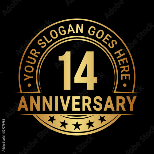 14 years anniversary logo design template. Vector illustration